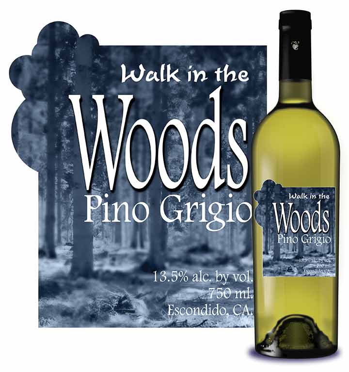 2017 Walk In The Woods Wine Bottle Label Design.
